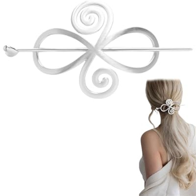 LEEQBCR 1 pcs Haarspange im Vintage-Stil, keltischer Knoten, silberfarben, Unendlichkeitssymbol, lange Haarklammern, dekoratives Zubehör für Frauen und Mädchen