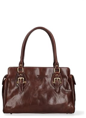 Viola Castellani Handtasche für Damen aus echtem Leder Made in Italy 24 x 36 x 12 cm 5557-TMORO