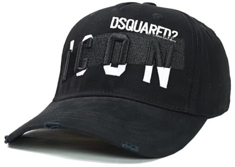 DSQUARED2S Icons Herren-Baseballkappe, klassisch, Sport, Freizeit, Sommer, Stickerei, klassische Snapback-Mütze, schwarz 1, Einheitsgröße