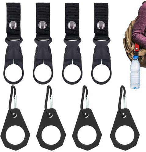 Porta Borraccia Zaino Moschettone per borraccia 8 pezzi, bottiglia per zaino e tracolla, borsa dell'acqua per campeggio, escursioni e attività all'aperto