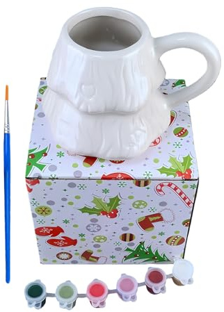 Tazas De Cerámica Blanca Para Manualidades: Pinta Tu Propio Juego De Tazas De Café | Kit De Manualidades De Pintura De Cerámica Con Pinceles Y Pinturas Acrílicas | Para Niños, Adultos, Escuela, Hogar,