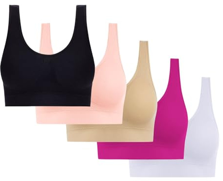 Lot de 5 Brassière Sport Femme Grande Taille Bralette sans Armature Fitness Soutien Gorge Sexy Coquine Vetement Maintien Fort sous-Vêtements Soutien Gorge