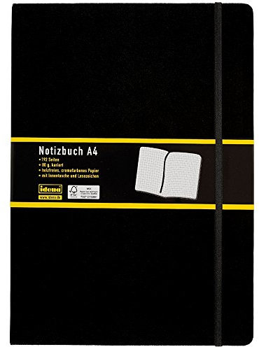 Idena Notizbuch A4 Schwarz, Kariert