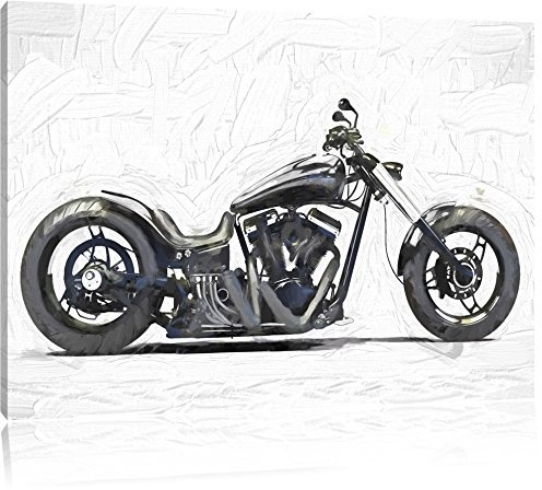 Pixxprint Motorrad grau Carbonoptik, Größe: 120x80cm, Leinwandbild, fertig gespannt, Wandbild, Dekoration, Kunstdruck, kein Poster