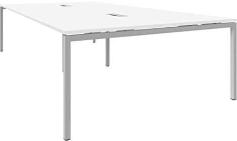 Weber Büroleben GmbH NOVA Konferenztisch 320x164cm Weiß mit ELEKTRIFIZIERUNG Besprechungstisch Tisch, Gestellfarbe:Silber