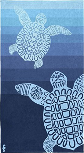 Seahorse - Strandtuch - Badetuch - 100% Baumwolle Turtle/Schildkröte - blau 100 x 180 cm
