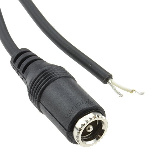 kenable 2.1mm x 5.5mm Female DC Power Socket to Bare Wire Cable 1.5m Black - 75W for LED, Solar, CCTV