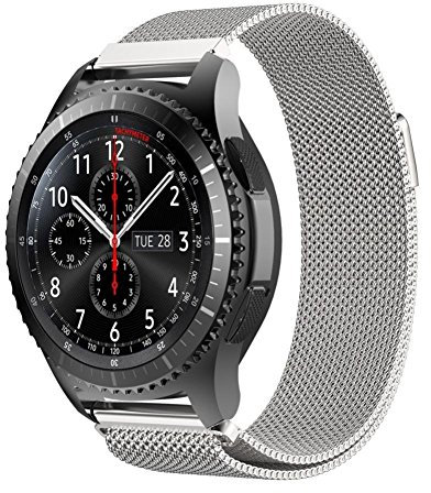 Metallarmband 22mm Edelstahl für Fossil Q Founder 2.0/Marshal/Wander/Crewmaster Ersatzarmband mit Magnetverschluss in Farbe Silber