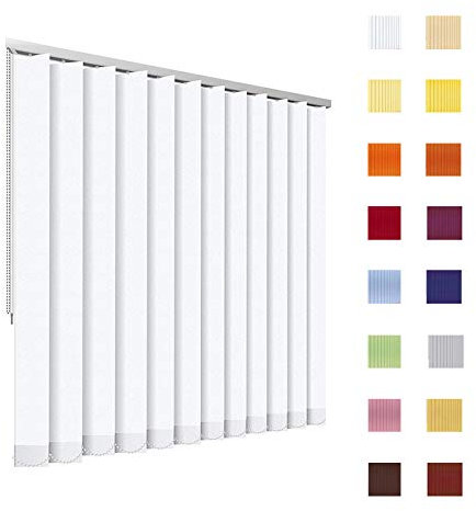 HB-Sonnenschutz Lamellenvorhang, Lamellen, Vertikallamellen, Vertikaljalousie, Komplettset, 127 mm, weiß, Weiss, Schnur/Kette, jedes Maß ist möglich (Breite: 151-200 cm x Höhe: 151-200 cm, weiß)