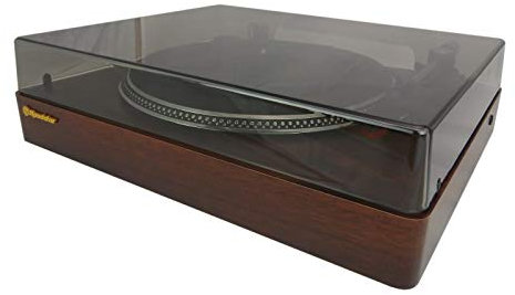 Roadstar TT-385BT-T Vintage Brown Wooden 33/45 /78 rpm Turntable Record Player with Bluetooth Transmitter and Pre-Amplified Line Audio Output