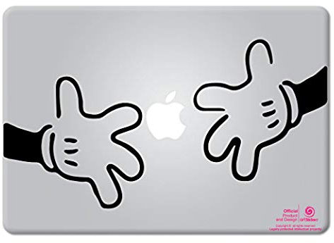 Artstickers. 11 and 13 Laptop Sticker Mickey Mouse Hands Design Apple MacBook Pro Air Mac Laptop Sticker Black Gift Spilart, Registered Brand