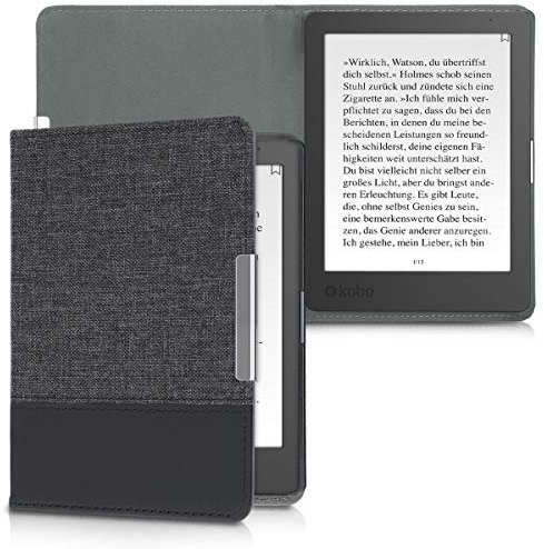 kwmobile Étui liseuse Compatible avec Kobo Aura Edition 1 - Housse avec Rabat magnétique en Tissu Canevas pour liseuse
