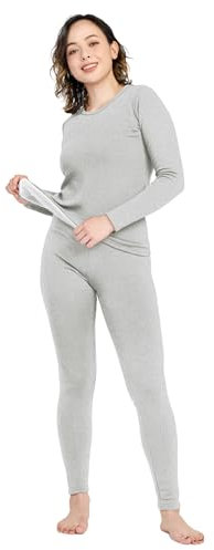LAPASA Conjunto Ropa Termica Mujer Set Interior Camiseta Manga Larga Malla Termico Deportiva Invierno Frio Extremo Deporte Esqui Montaña Thermoflux 300 L44 XXL Gris Claro