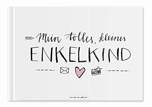 Mein tolles, kleines Enkelkind - Erinnerungsalbum für Oma und Opa, Enkelbuch, Babytagebuch und Fotoalbum, A5 Hardcover weiß rosa, Recyclingpapier, klimaneutral gedruckt