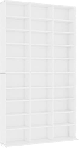 vidaXL CD-Regal Regalwand Bücherregal Regal Schrank CD DVD Aufbewahrung Medienregal Standregal Bücherschrank Weiß 102x16x177,5cm Holzwerkstoff
