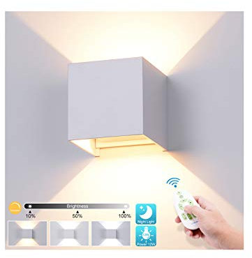 Midore 12W LED Wandleuchte Innen Mit Fernbedienung, Dimmbar & Einstellbares Warmweiß/Kaltweiß Modern Up Down Einstellbarer Abstrahlwinkel Wandlampe für Wohnzimmer Schlafzimmer Treppenhaus Flur