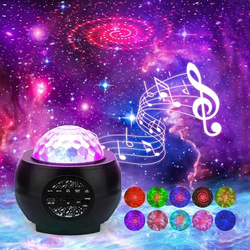 targetone Galaxy Night Light Proiettore 3 in 1 LED Ocean Wave Proiettore Luce con Timer Remoto Altoparlante Musicale, Luce Cielo per Bambini Adulti