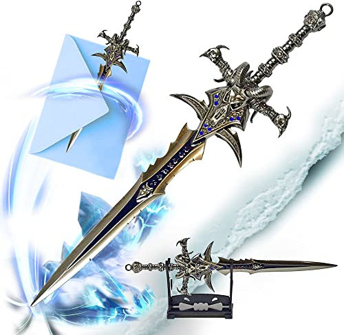 World of Warcraft- Frostmourne, ouvre-lettre en forme d'épée avec base, 22,5 cm, accessoire pour la maison et le bureau, cadeau et marchandise pour les fans et les collectionneurs