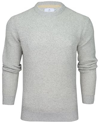 Xact Men's Twist Waffle Knit Crew Neck Jumper, Cotton Rich, Eco-Friendly Fabric (Slate Grey/Silver Grey) M