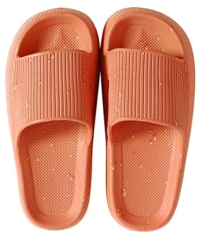 HSHAPAY House Slippers for Man And Women Beach Slides Non-Slip Lightweight Open-toe Shower Shoes Quick Drying Extra Thick Sandals (7, Orange, numeric_7)