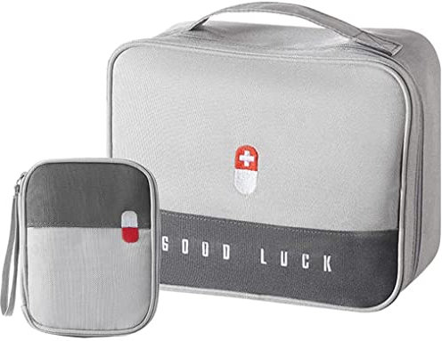 2stk Medikament Tasche Große Kapazität Medizinische Notfalltasche Leer Wasserdichte Medizin Aufbewahrungstasche Tragbar Medikamententasche Für Home Office Reisen (Grau)