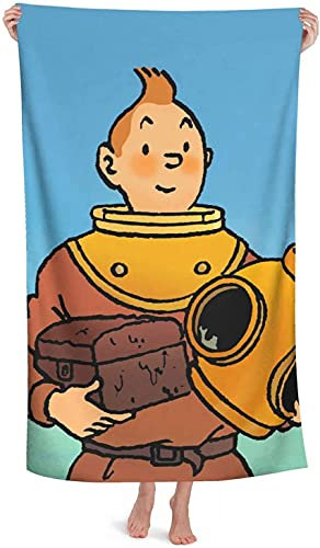 APOH The Adventures of Tintin Strandtuch Anime-Fans Badetuch Mikrofaser Handtuch Strand fur Junge und Mädchen Geschenke Sandfrei Badelaken (140x70cm, Tintin3)