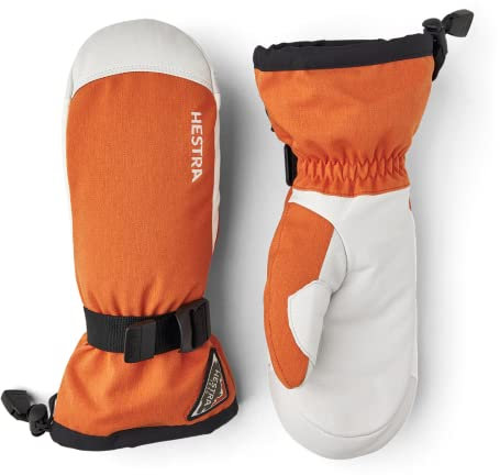 Hestra Puderhandschuh für Damen und Herren, Leder, für den täglichen Gebrauch im Winter und zum alpinen Skifahren, Ziegelrot, Größe 10