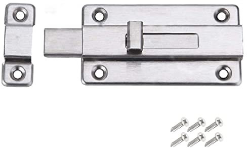 Voarge Door Lock Gate Bolt Stainless Steel, Stainless Steel Door Latches Door Bolts Sliding Bolts Surface Mounted Slide Bolt, Chrome Latch Locks for Bedroom Bathroom Toilet