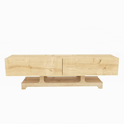 DECOROTIKA Tera 160 cm Wide Modern TV Cabinet with 2 Cabinets and Open Shelf (Oak Pattern)
