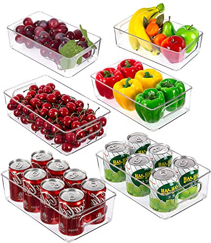 Tallgoo Lot de 6 Bacs de Rangement Garde-Manger (3 Tailles),Organiseur Frigo Cusine pour Réfrigérateur,Cuisine,Salle de Bain,tiroir,Armoires et Comptoirs