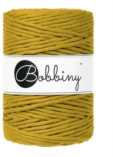 BOBBINY 5mm Makramee Garn Regular 100m weiches Baumwollgarn für DIY & Deko, Farbe:Spicy Yellow