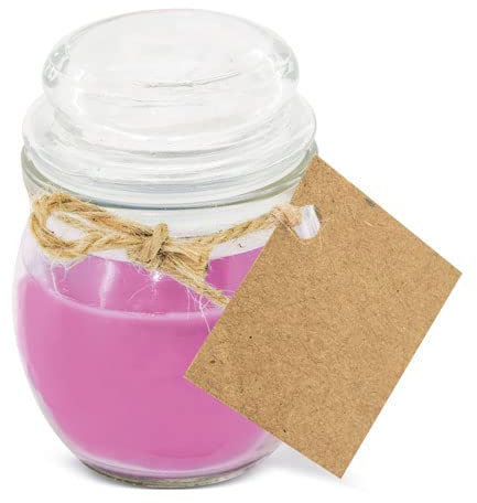 DISOK - Lote 25 Velas Aromáticas en Tarro de Cristal. Velas para poder regalar en bodas, bautizos y comuniones. Decoración con velas. (Rosa)