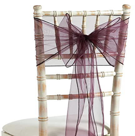 20x275cm Organza Sash Wider Sash Fuller Bows Chair Cover Bows Sash for Wedding Party Birthday Decoration (100, Plum)