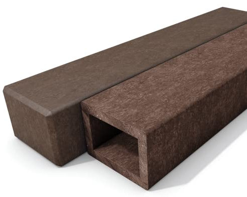 hanit® Rechteckpalisaden, Gartenpalisaden mit 60cm Höhe aus Recycling-Kunststoff, braun (60 Stück)