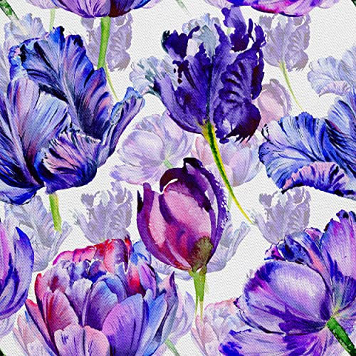HEKO PANELS Stoff Oxford Wasserdichte Meterware Canvas-Stoff Polyester Stoff Zum Nähen Nähstoffe Möbelstoffe Dekostoffe Handwerken Wasserabweisend Blickdicht Tulpen Lila 1 Meter 155 x 100 cm, DX1279