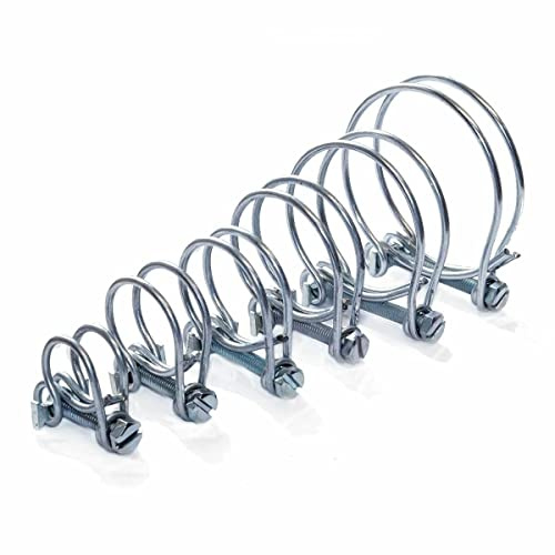 B2C DOUBLE WIRE HOSE CLIPS POND PIPE SCREW TIGHT KOI FISH FITTING FILTER PUMP WATER 12.5mm - 20mm - 25mm - 32mm - 38/40mm - 50mm (6 PACK, 50mm (2in))