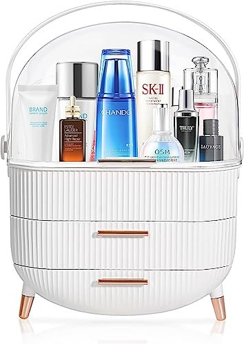 LONENESSL Multifunktionaler Make-up-Koffer, staubdichte Kosmetik-Aufbewahrungsbox, Make-up-Organizer, Hautpflegeprodukte, Schmuck-Organizer, Endbearbeitungsbox für Schlafzimmer/Badezimmer/Schreibtisch