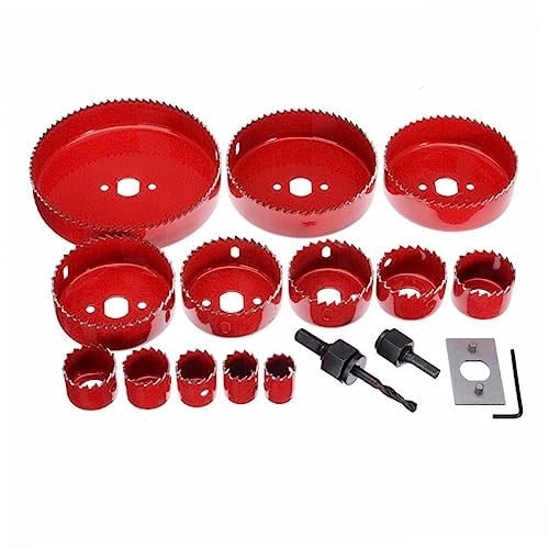 Uonlytech 16pièces Scie Cloche Pour Travail Du Bois Ensemble De Découpe De Outil De Perçage Fraise à Bois Et Métal Mandrins Forets à Carotter