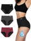 TIICHOO Culotte Menstruelle Flux Tres Abondant Doux Taille Haute Absorbante Culotte Regle Lot de 3(L, Bourgogne/Noir/Gris)