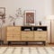 BTM Sideboard Holz & Skandinavischen Stil, Kommode mit 3 Türen & Verstellbare Regalen, Schubladenkommode Schrank, Lang Flurschrank für Flur Schlafzimmer Wohnzimmer, Breit 160 x35x76 cm, Eiche