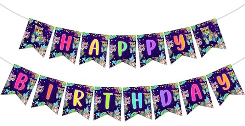 Cheereveal Regenbogen Gepard Happy Birthday Banner Kindergeburtstag - Leopardenmuster Geburtstag Wimpelkette Girlande Dekorationen für Jungen Mädchen Dschungel Safari Tier Thema Party Supplies