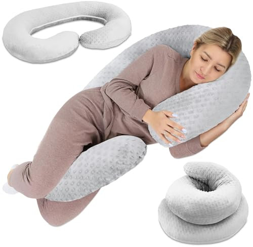 Schwangerschaftskissen Stillkissen XXL Seitenschläferkissen mit Bezug Lagerungskissen Baby Pregnancy Pillow Body Pillow zum schlafen C-Form komfortkissen 190 cm