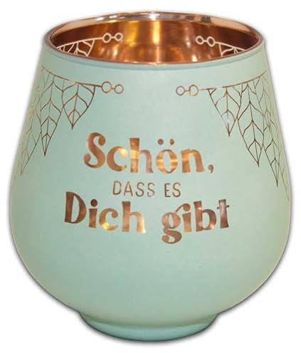 Blechwaren Fabrik Braunschweig GmbH Windlicht aus Glas - gelaserte Schrift - SCHÖN DASS ES Dich GIBT - KKL01 Windlichtglas Kultlicht