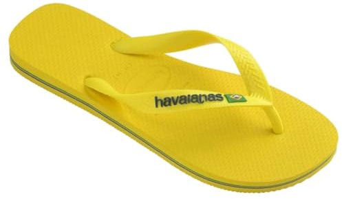Havaianas Infradito Uomo Brasil Logo Neon Citrus Yellow/Citrus Yellow Ciabatte in gomma mare piscina (Giallo, Sistema Taglie Calzature EU, Adulto, Uomo, Numero (range), Media, 45, 46)