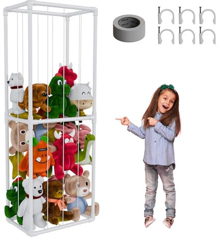 Bomodoro Organizer Giochi Bambini Mobile Porta Giocattoli per Peluche e Giochi. Porta Giochi Bambini Contenitori. Per Tenere i Giochi in Ordine nella Stanza dei Bambini My Zoo XL (bianco)