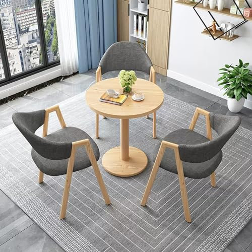 YUGXTH Clubtisch for Den Empfangsraum im Büro, Esstisch- und Stuhlset for Verhandlungen, Tisch und Stühle Set, Esstischset for Die Küche for 3 Personen, for Büro, Esszimmer(Color:Dark Gray A)