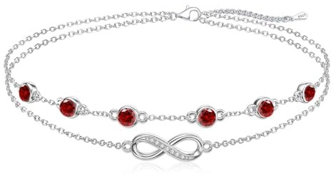 Cosie Lily Infinity Armband Damen Geburtsstein 925er Sterlingsilber Unendlichkeitszeichen Doppelherz Armband Schmuck 925er Silber GeburtstagsGeschenk für Frauen Freundin Mutter