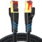 lalasis LAN Kabel,Cat 8 40Gbps Netzwerkkabel Ethernet Kabel 2000MHz Hochgeschwindigkeits S/FTP RJ45 POE LAN Gigabit Nylon Netzwerkkabel für Router Modem Computer Switch PS5 PS4 Smart TV Laptop 10M