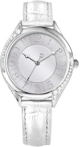 Comtex Damenuhr, modisch, Kristall, Diamant, weißer Gürtel, digital, leicht zu lesendes Zifferblatt, wasserdicht, Quarzuhr, Dekoration, weiß, Modern