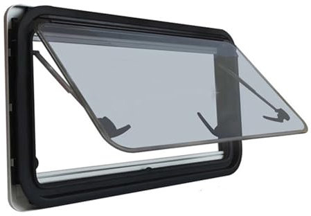 HJLKDYM Schiebefenster Für Wohnmobile, Ausstellschiebefenster Mit Fliegengitter, Belüftung Nach Außen Schiebbare Lüftungsfenster 70° Für Wohnmobil, Wohnwagen, Anhänger, RVC(Black-A,90X45CM)